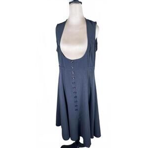 Final Touch Sleeveless Button Front Dress in Dark Gray, Size Large-Classic